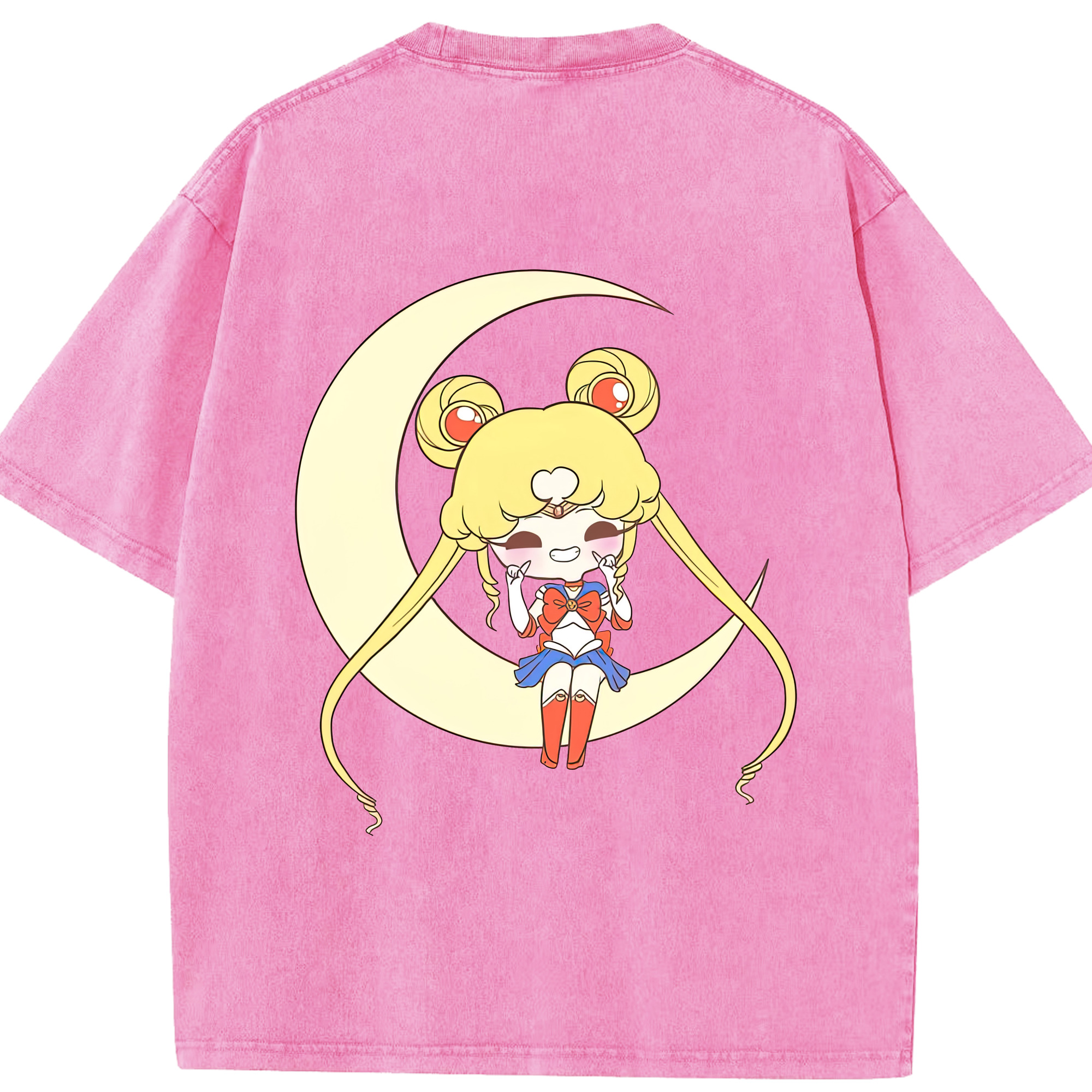 （画像用） 美少女戦士セーラームーン 月野 うさぎ つきの うさぎ Sailor Moon Tsukino Usagi 綿100% ヴィンテージ風 半袖Tシャツ（背面プリント）
